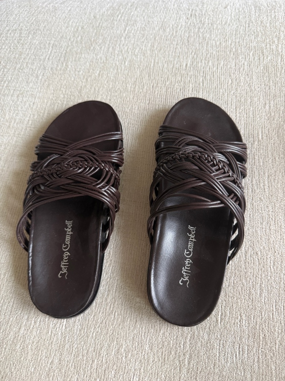 Jeffrey Campbell Dark Brown Braided Slide Sandals